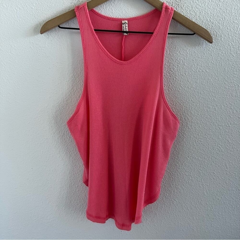 NWT Free People Intimately Out The Door Tank Top Pink Ribbed Electropop Small